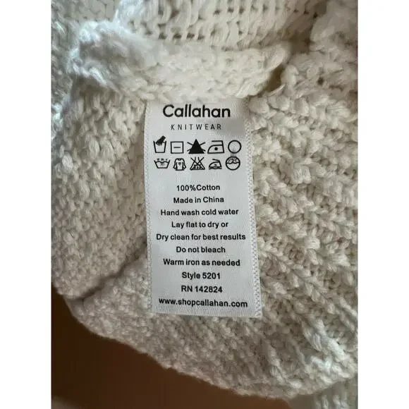 Callahan knitwear womens sz xl sweater ivory crew neck knit cotton - Picture 10 of 12